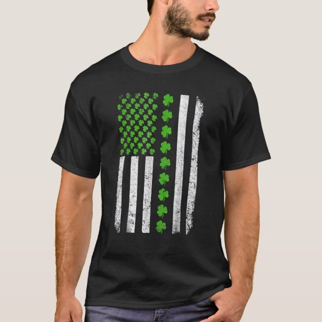 Camiseta Retro Irish American Flag Distressed Flag St Patri (Frente)