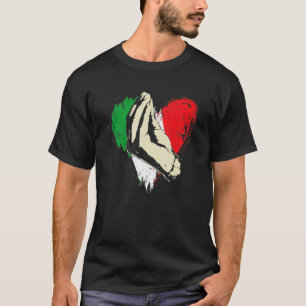 Camiseta Retro Italiano Flag Heart Itália Hand Gesture Ital
