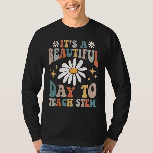 Camiseta Retro It's A Beautiful Day To Teach STEM Groovy Te (Frente)