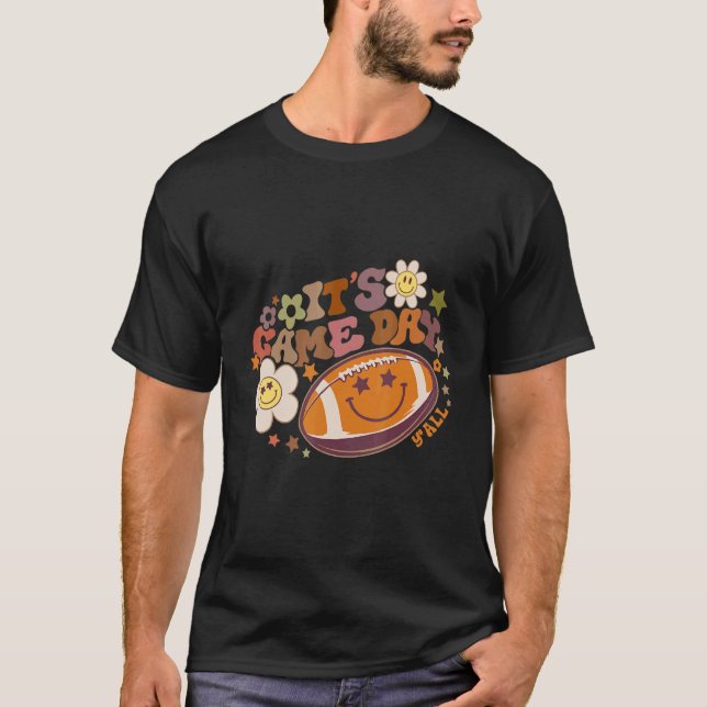 Camiseta Retro It's Game Day Hippie American Football Happy (Frente)