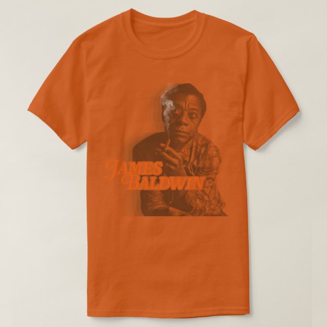 Camiseta Retro James Baldwin Sepia Fade Tributação (Frente do Design)