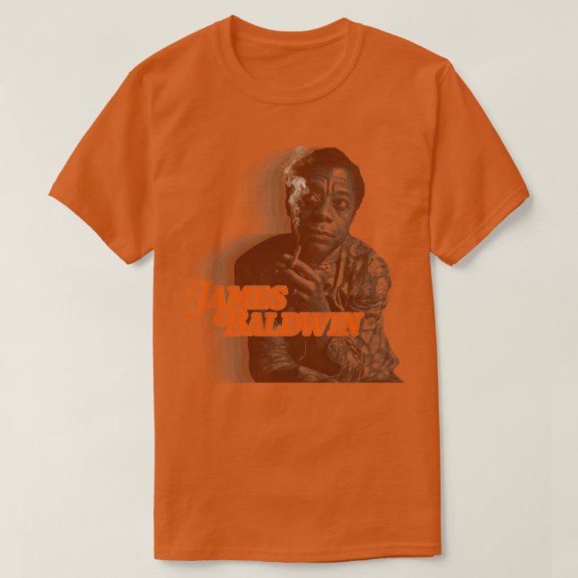 Camiseta Retro James Baldwin Sepia Fade Tributação (Frente do Design)