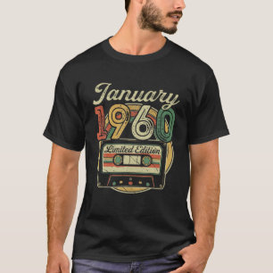 Camiseta Retro Janeiro 1960 Cassette Tape 62Nd Aniversário