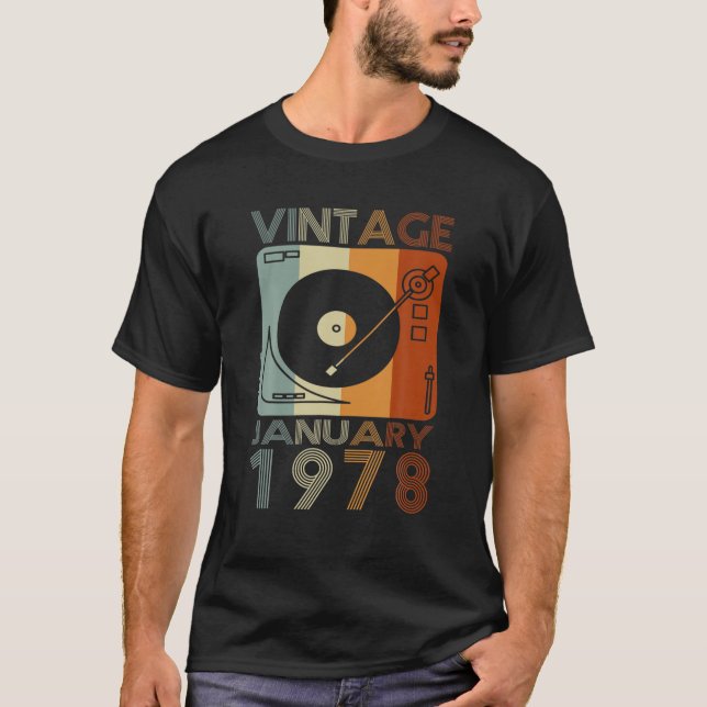 Camiseta Retro Janeiro 1978 T 44 Birthday Gift 44 Anos O (Frente)