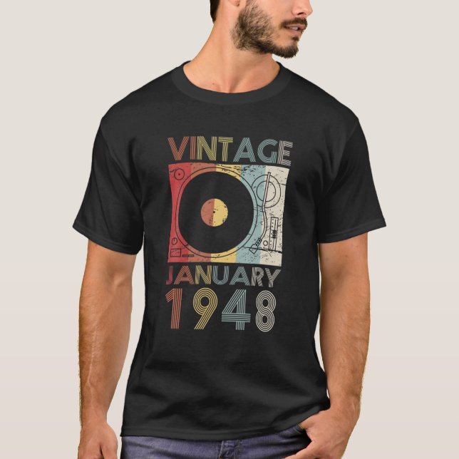 Camiseta Retro Janeiro De 1948 T 74º Aniversário Presente 7 (Frente)