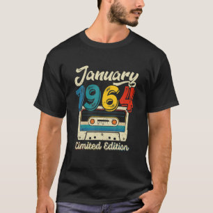 Camiseta Retro Janeiro De 1964 Cassette Tape 58º Aniversá