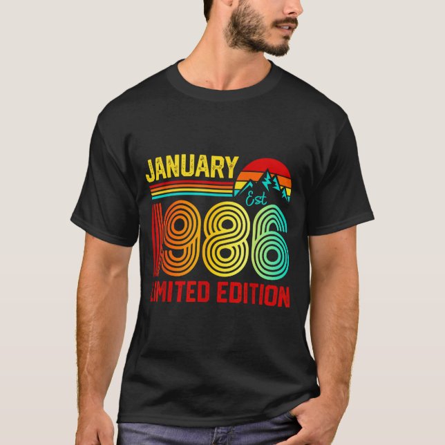 Camiseta Retro January 1986 Limited Edition 40-year-old 40t (Frente)
