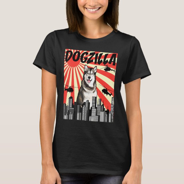 Camiseta Retro Japonês Dogzilla Alaskan Malamute (Frente)
