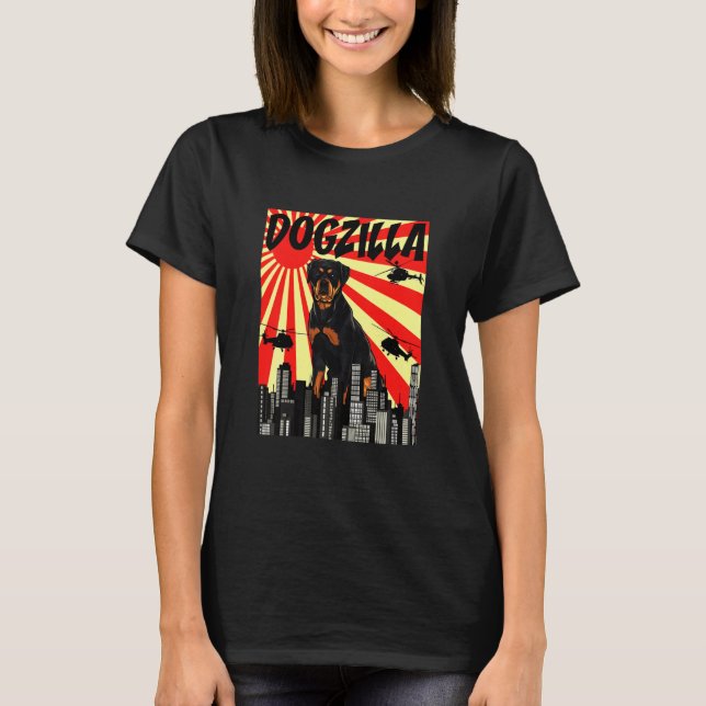 Camiseta Retro Japonês Dogzilla Rottweiler (Frente)
