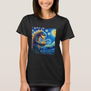 Camiseta Retro Japonês Kaiju Comendo Ramen Starry Night Par