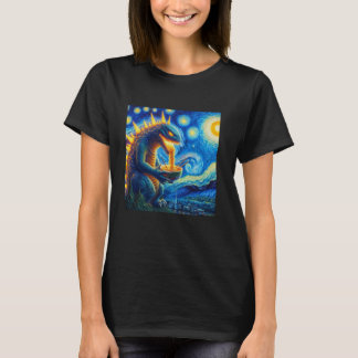 Camiseta Retro Japonês Kaiju Comendo Ramen Starry Night Par