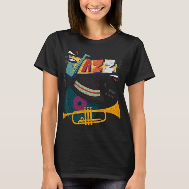 Camiseta Retro Jazz Trumpets Funny Player Music Festival Ne (Frente)