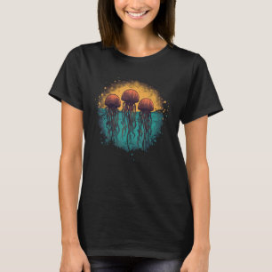 Camiseta Retro Jellyfish Ocean Alavanca Criação Marítima Gr