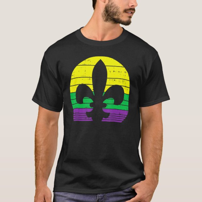 Camiseta Retro Jester Hat Silhouette Mardi Gras Carnaval (Frente)