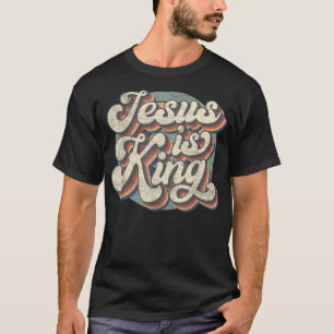 Camiseta Retro Jesus é rei cristão Bíblia religioso