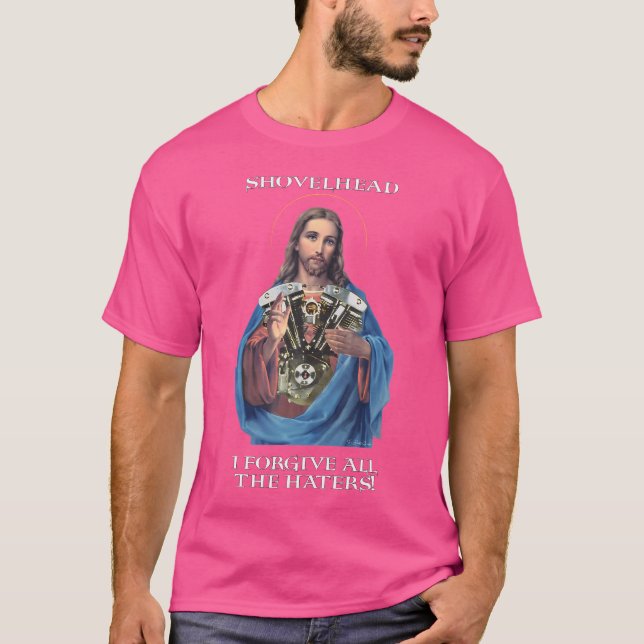 Camiseta Retro Jesus Shovelhead Eu Perdoo Todos Os Hater Bi (Frente)