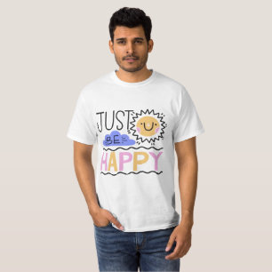 Camiseta Retro "Just Be Happy" com Carinha Sorride