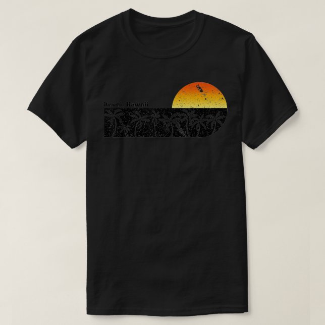 Camiseta Retro Kauai Hawaii Beach Sunset (Frente do Design)