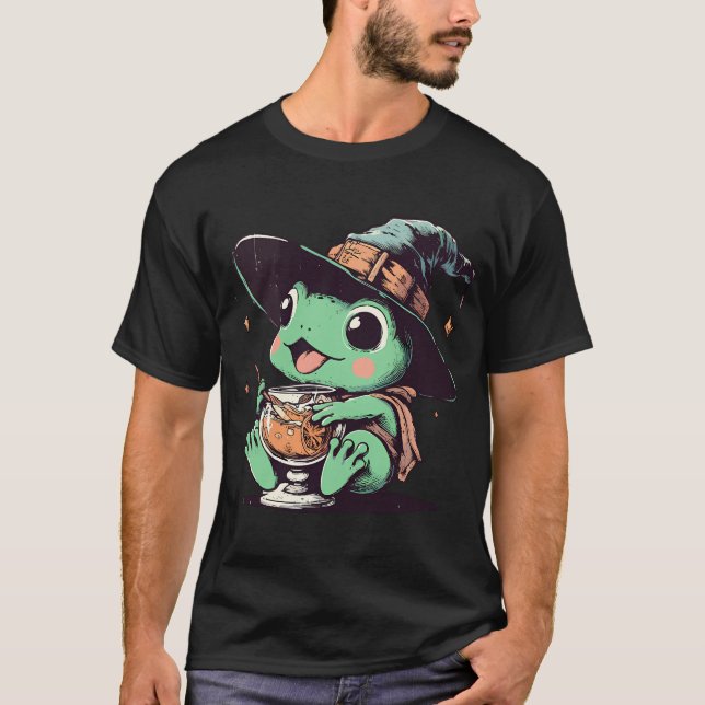Camiseta Retro Kawaii Witchy Bebe Sapo Laranja Juice (Frente)