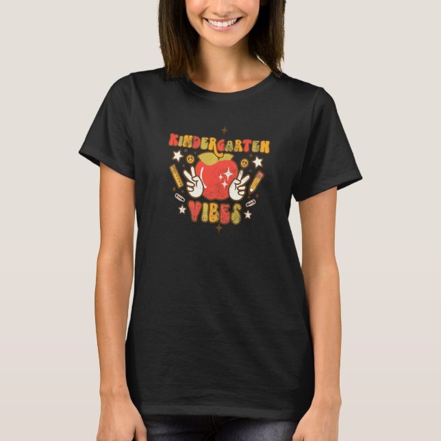 Camiseta Retro Kindergarten Vibes Apple Kindergarten Back T (Frente)