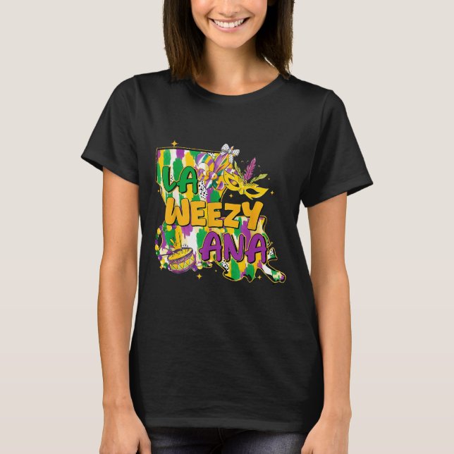 Camiseta Retro La Weezy Ana Happy Mardi Gras Louisiana New  (Frente)