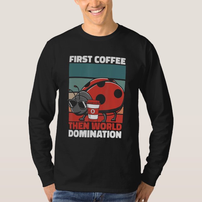 Camiseta Retro Ladybug Coffee Sunglasses   Entomology Vinta (Frente)