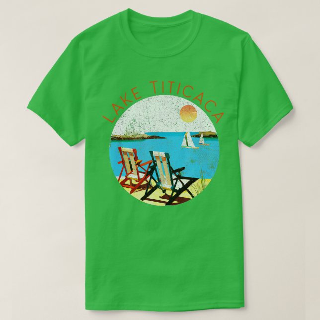 Camiseta Retro Lago Titicaca Souvenir Vintage Vacatio (Frente do Design)