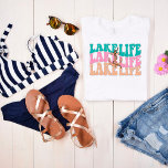 Camiseta Retro Lake Life Women's  T Shirt<br><div class="desc">Cute  modern design for the women who love the lake life,  or the bride to be , for bacherlorette parties or destinations.  Lake life is repeated 3 times in different colors and has an anchor with a heart and rope.</div>