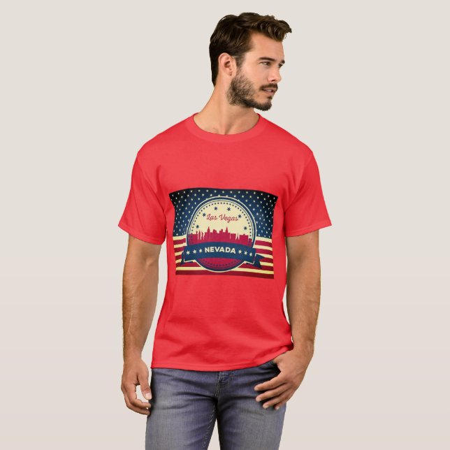 Camiseta Retro Las Vegas Nevada Skyline (Frente Completa)