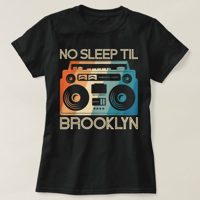 Camiseta Retro legal Sem Dormir Até Brooklyn, Porta de Esco (Frente do Design)