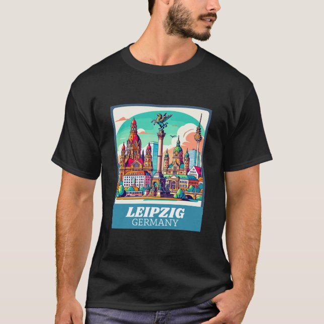 Camiseta Retro Leipzig Skyline (Frente)