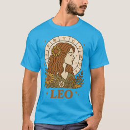 Camiseta Retro Leo Zodiac Boho Astrologia Floral