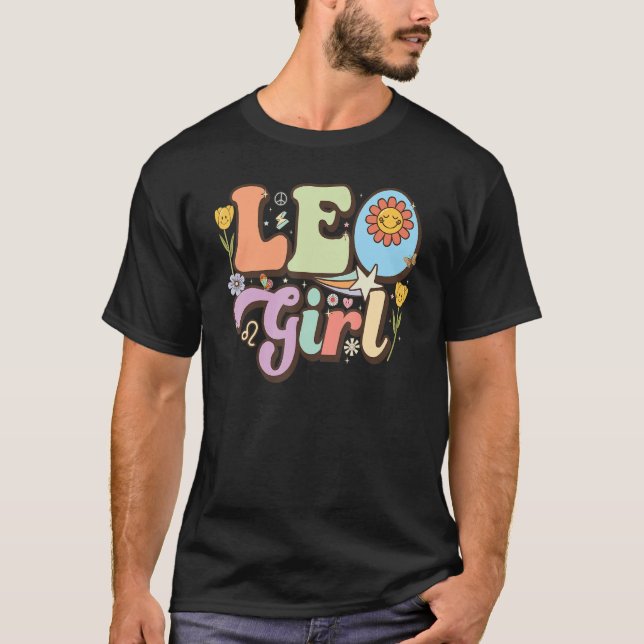 Camiseta Retro Leo Zodiac Sinal Astrologia Julho Aniversári (Frente)
