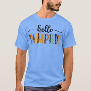 Camiseta Retro Leopard Hello Pumpkin Fall Season Autumn Tha