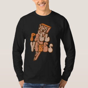 Camiseta Retro Leopard Lightning Bolt Fall Vibes Autumn Le