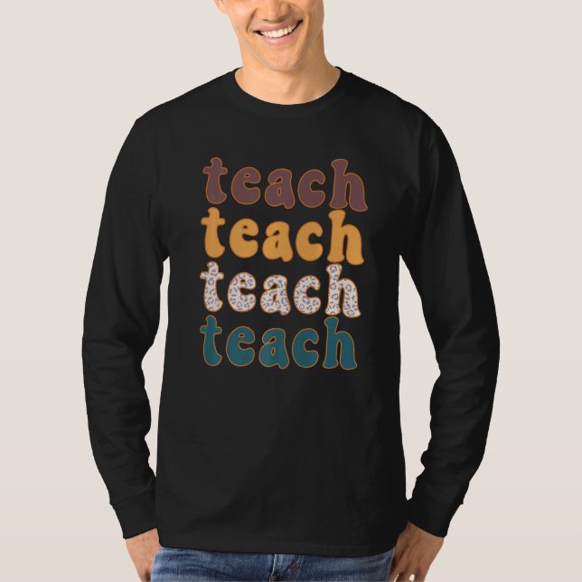 Camiseta Retro Leopard Teach For Teacher Elementary School  (Frente)