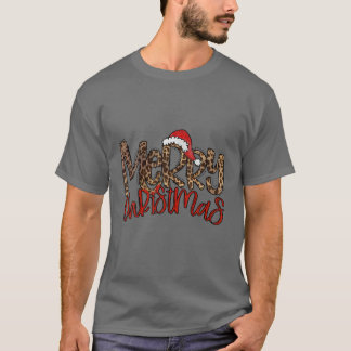 Camiseta Retro Leopardo Feliz Natal Papai Noel Engraçado Na