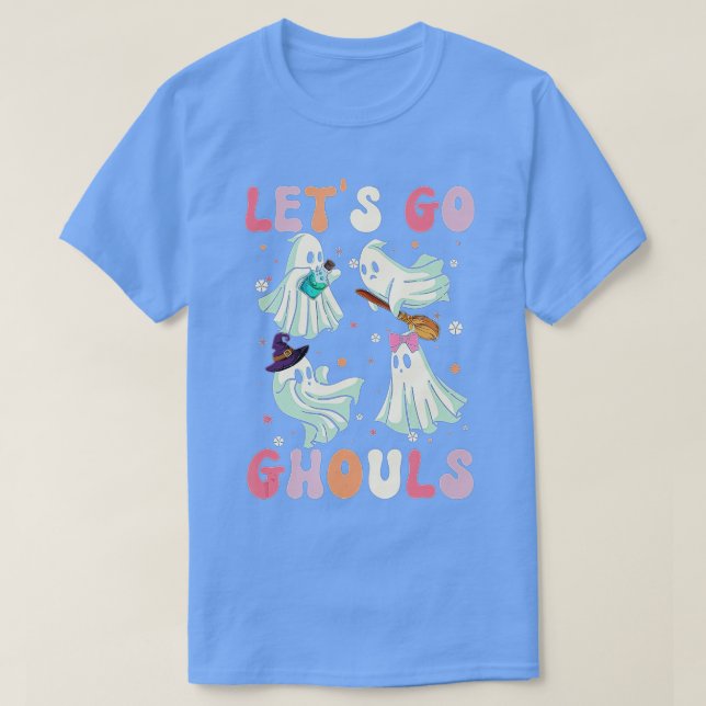 Camiseta Retro Let is Go Ghouls Halloween Ghost Costumes (Frente do Design)