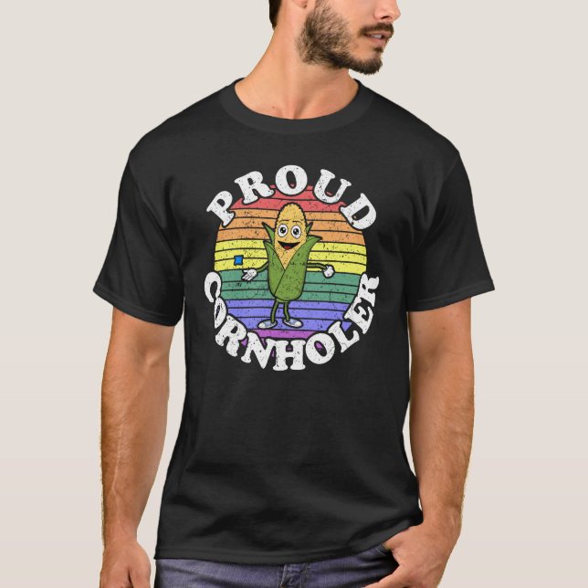 Camiseta Retro LGBT Proud Cornholer Cornhole (Frente)