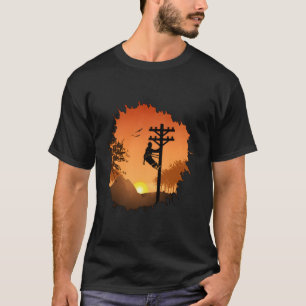 Camiseta Retro Lineman Sunset Padre Men Electric Cable Lin