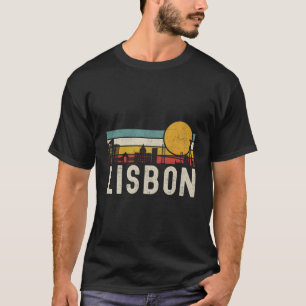 Camiseta Retro Lisboa Sunset Skyline Landscape Lisboa Porte