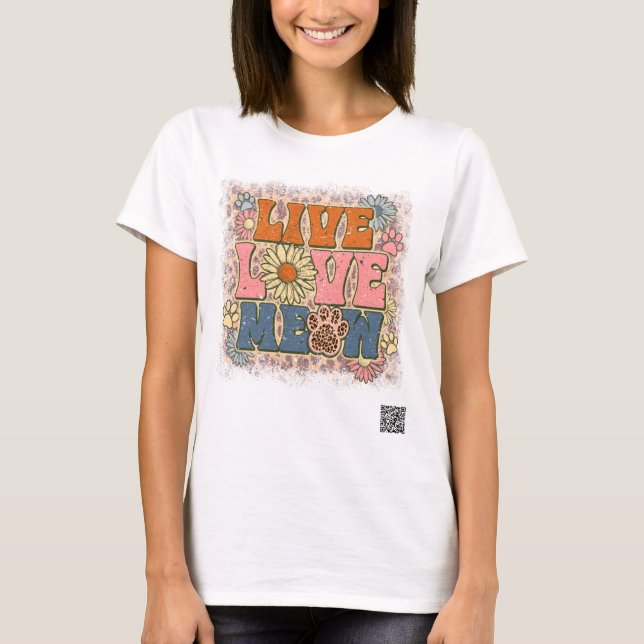 Camiseta Retro Live Love Meow (Frente)