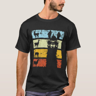 Camiseta Retro Llama Alpaca Com Óculos De Sol Usados