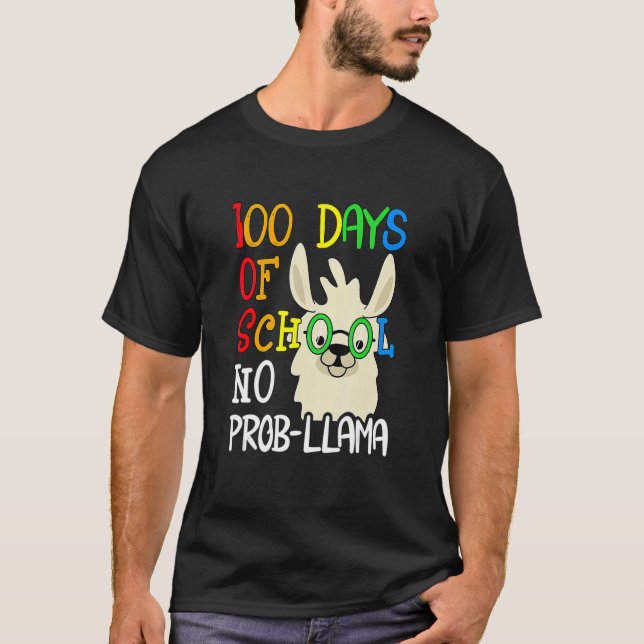 Camiseta Retro Llama & Alpaca Lovers Cute 100 Days Of Schoo (Frente)