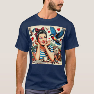 Camiseta Retro Love Birds 