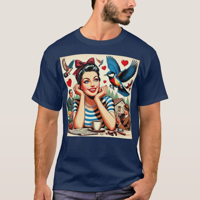 Camiseta Retro Love Birds  (Frente)