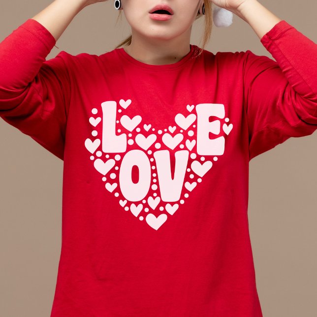 Camiseta Retro Love Heart Modern Red Women's Dia de os namo (Criador carregado)