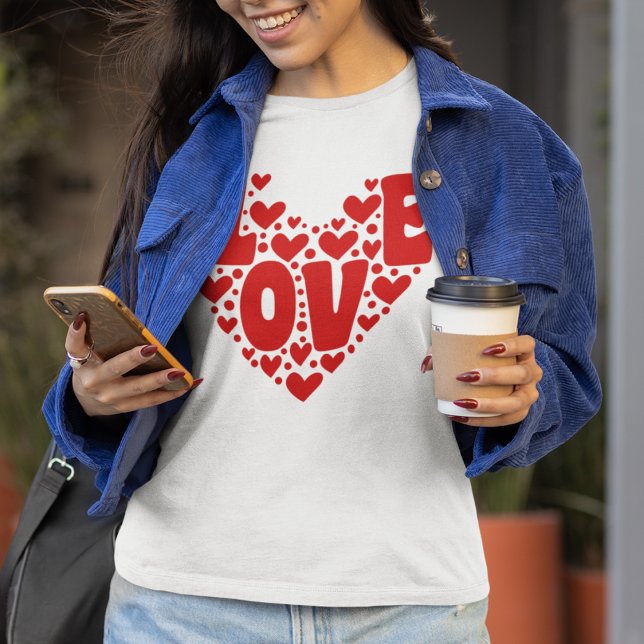 Camiseta Retro Love Heart Modern Women's Dia de os namorado (Criador carregado)