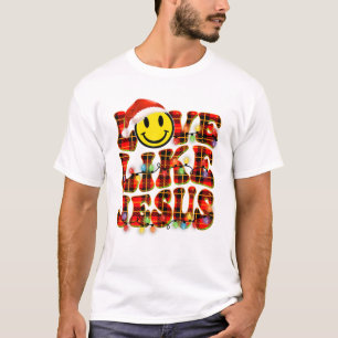 Camiseta Retro Love Like Jesus Feliz Papais noeis de Natal