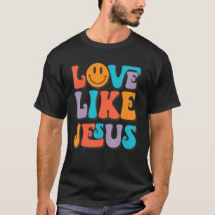 Camiseta Retro Love Like Jesus Smile Face Aesthetic Trendy